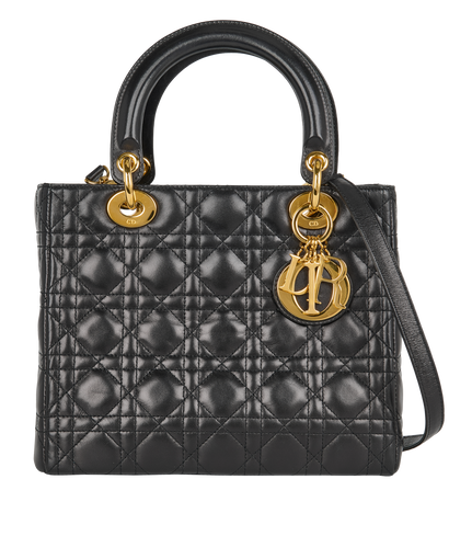 Medium Lady Dior, &pound;1,600, Handbags, Black, Lambskin Leather, Front view